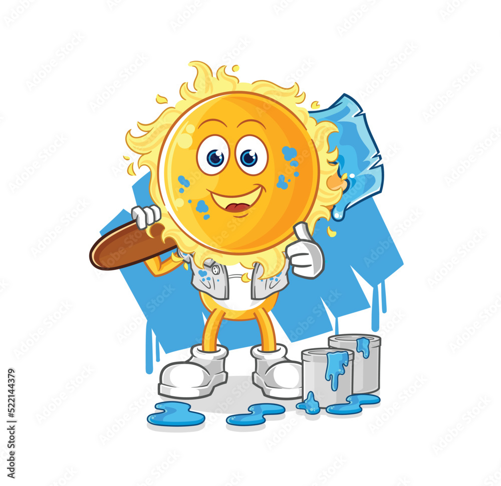 sun painter illustration. character vector sun painter illustration. character vector