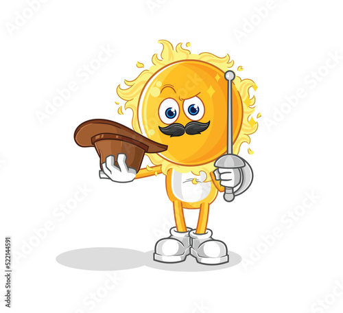 sun fencer character. cartoon mascot vector