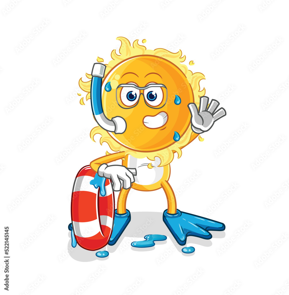sun swimmer with buoy mascot. cartoon vector