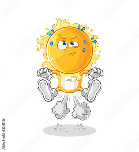 sun fart jumping illustration. character vector