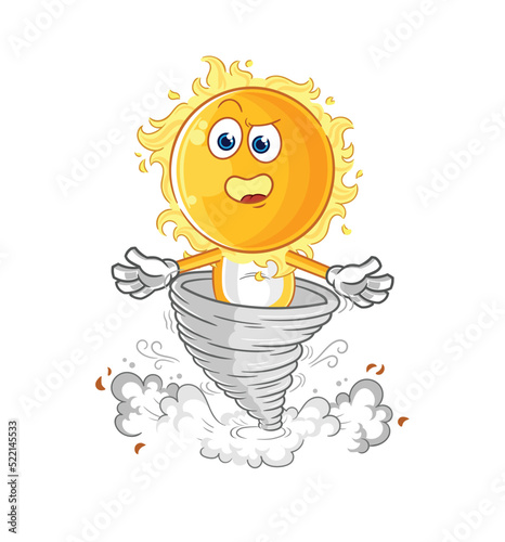 sun in the tornado cartoon character vector