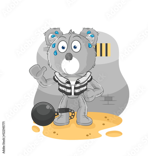 koala criminal in jail. cartoon character