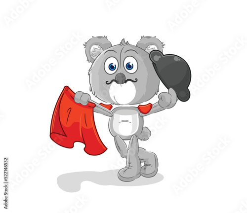 koala matador with red cloth illustration. character vector