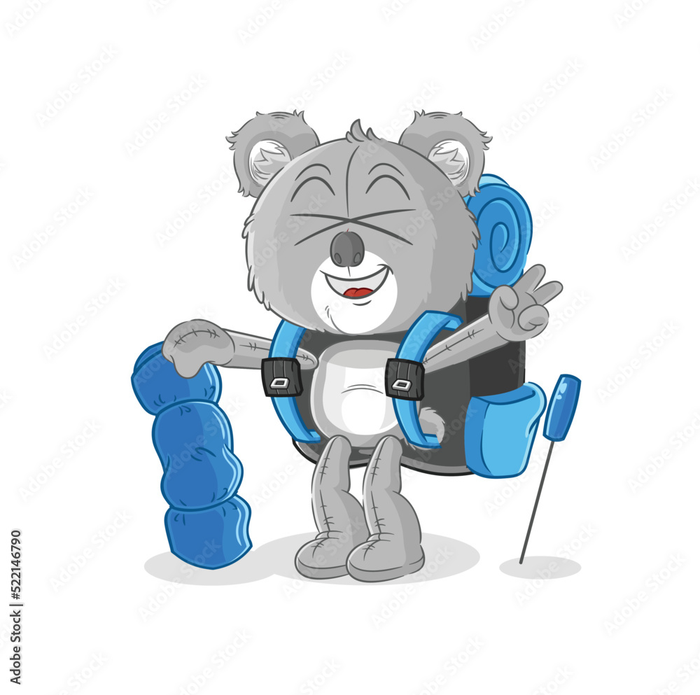 koala go camping mascot. cartoon vector