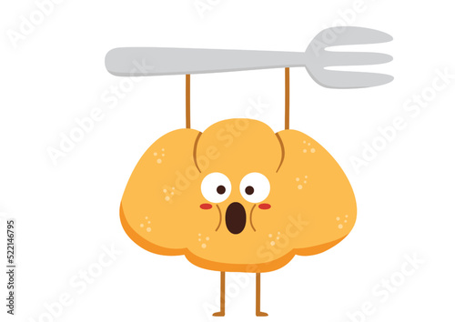 French bread carrying a fork