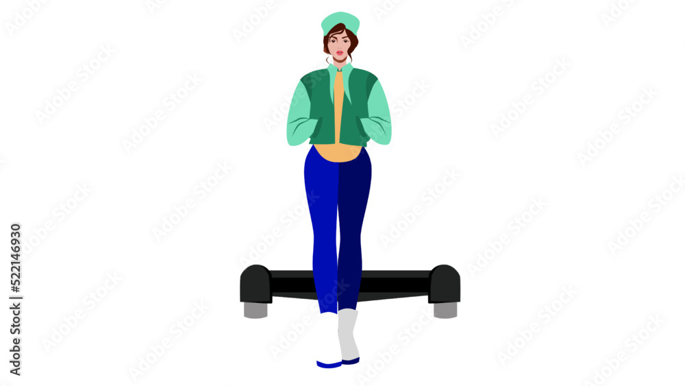 A girl moving with an hover board A girl moving with an hover board