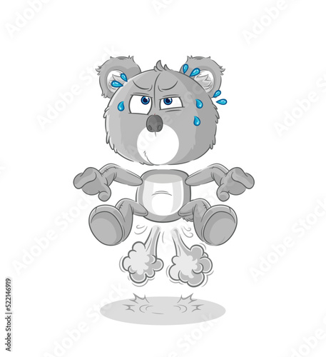 koala fart jumping illustration. character vector