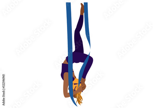 A women on the flying yoga strings