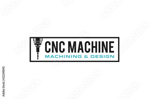 CNC Lathe machine Logo Computer Numerical Control modern 3D cutting technology design manufacturing industry cutting 