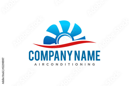 Air conditioning Cooling and heating house logo design blower fan icon symbol