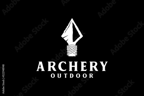 Stone spear archery logo design silhouette icon hunting hunter symbol minimalist rustic