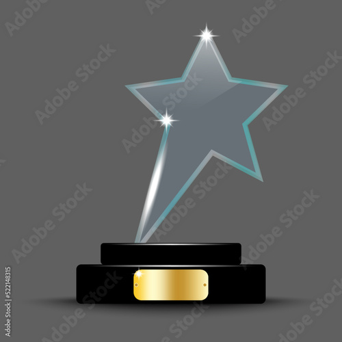 Champion trophy. award glass. Vector illustration. Stock image. 