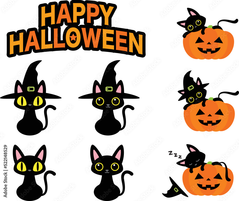 ハロウィンのかわいい黒猫 ハロウィンのかわいい黒猫