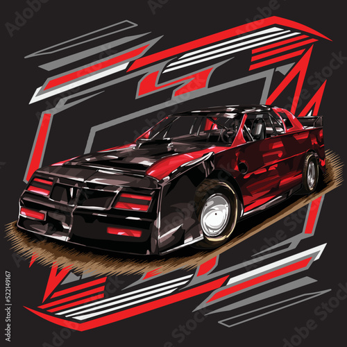 drag racing car isolated on black background for poster, t-shirt print, business element, social media content, blog, sticker, vlog, and card. vector illustration.