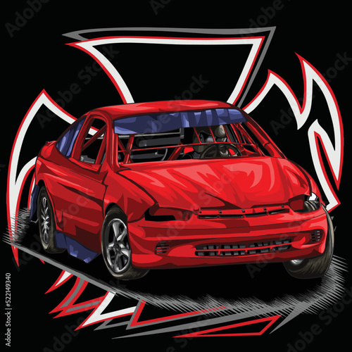 drag racing car isolated on black background for poster  t-shirt print  business element  social media content  blog  sticker  vlog  and card. vector illustration.