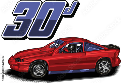 drag racing car isolated on black background for poster, t-shirt print, business element, social media content, blog, sticker, vlog, and card. vector illustration.