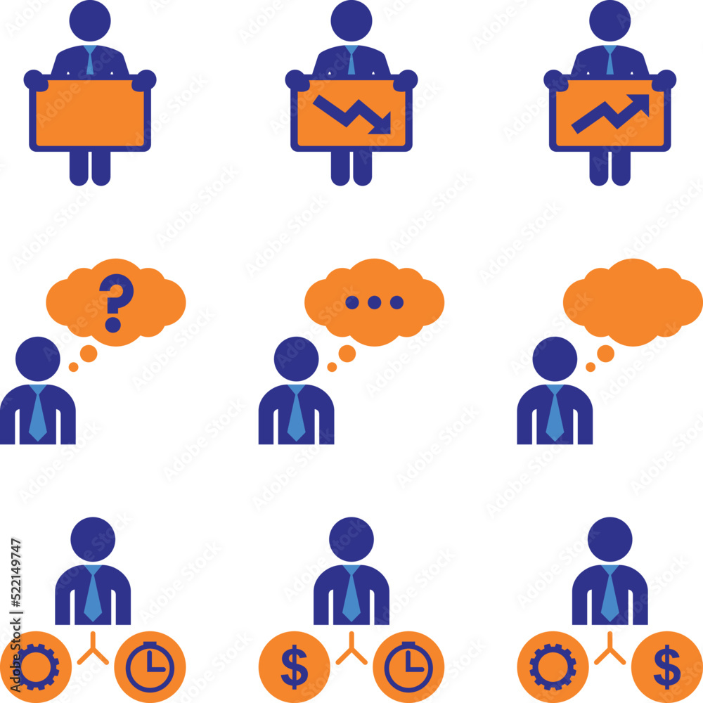 Businessman Thinking Color Icon Set Businessman Thinking Color Icon Set