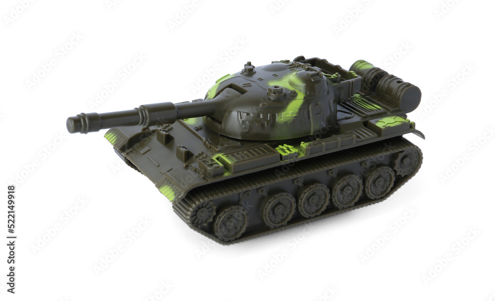 Naklejka premium One toy military tank isolated on white