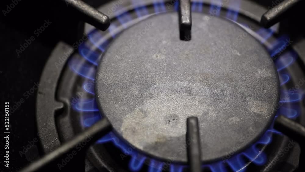 Lighting Kitchen Stove Gas Fire Ignition Stove. Gas Fire Off. Concept Of Natural Gas In European Union, Gas Prices. 60 FPS, 4k, ProRes