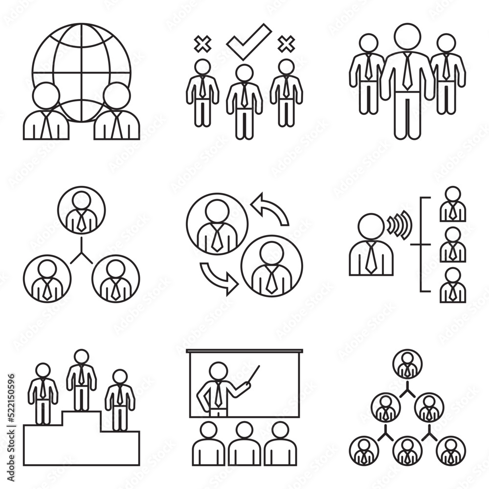 Business Structure Line Icon Set Business Structure Line Icon Set