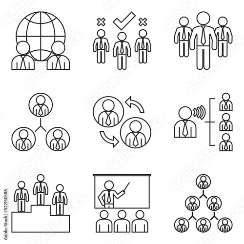 Business Structure Line Icon Set