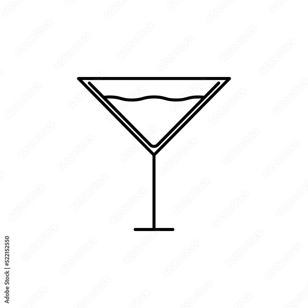 martini cocktail glass icon with water. simple, line, silhouette and clean style. suitable for symbol, sign, icon or logo martini cocktail glass icon with water. simple, line, silhouette and clean style. suitable for symbol, sign, icon or logo
