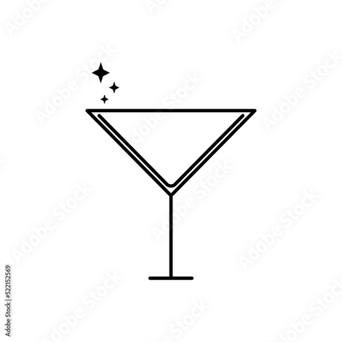 sparkling martini cocktail glass icon. simple, line, silhouette and clean style. suitable for symbol, sign, icon or logo