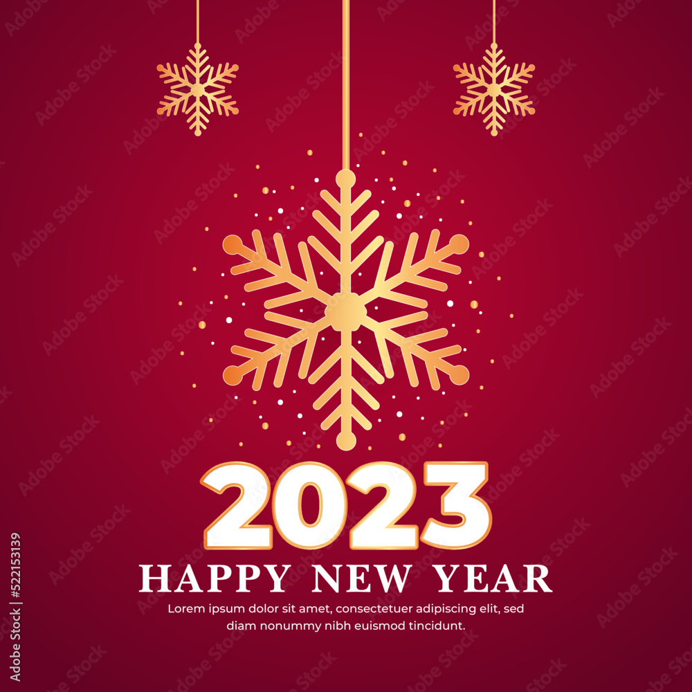 Happy New Year 2023 Wishing Red Background Design