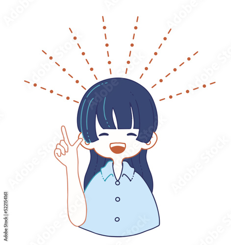 朗らかで明るい笑みで前向きな提案をするスーツのシャツ姿の女の子のイラスト