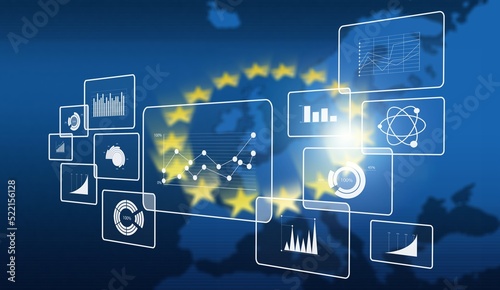 Wallpaper Mural Growth chart against the background of the EU flag. Profit growth, infographics. trading and financial markets Torontodigital.ca