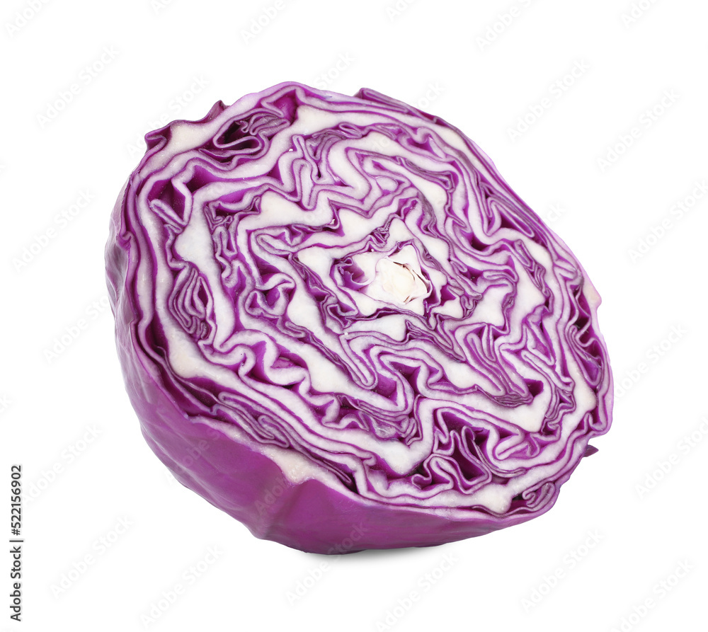 Half of fresh ripe red cabbage isolated on white Half of fresh ripe red cabbage isolated on white