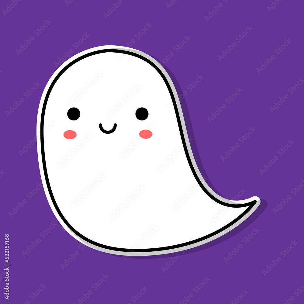 Ghost sticker on purple background. Vector illustration. Ghost sticker on purple background. Vector illustration.