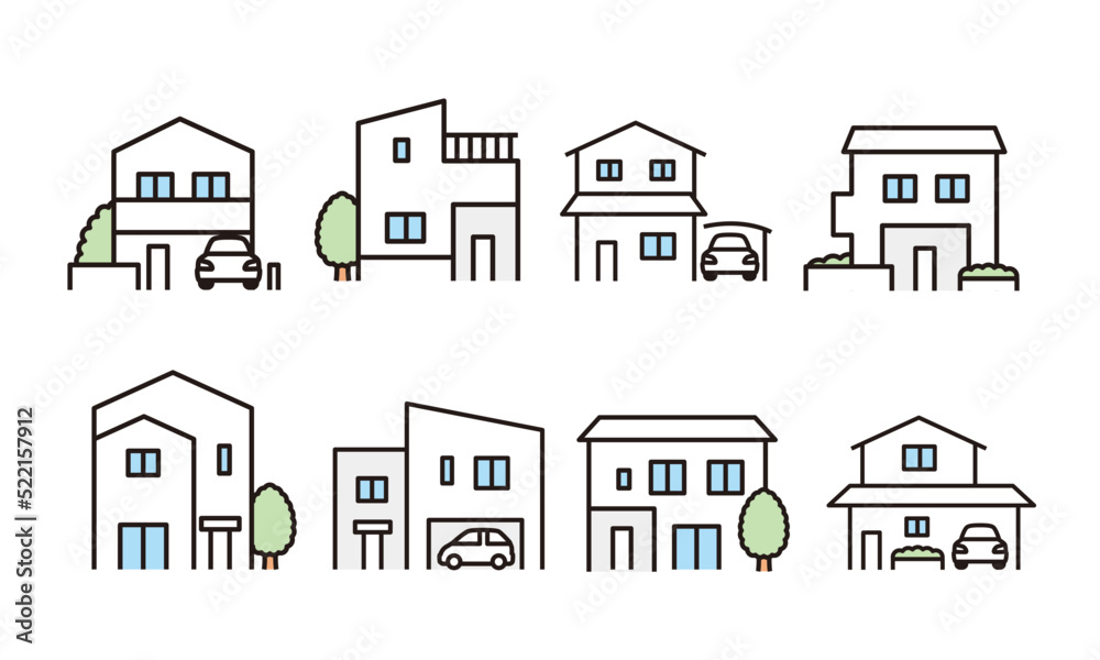 戸建て住宅のイラスト素材。 戸建て住宅のイラスト素材。
