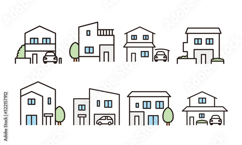 戸建て住宅のイラスト素材。