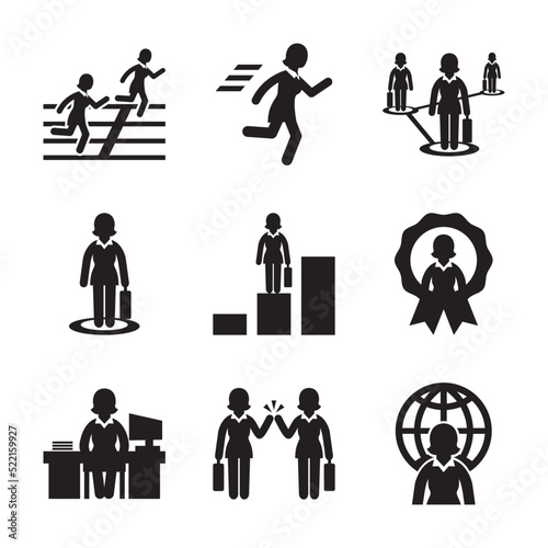 Business Woman Career Icon Set