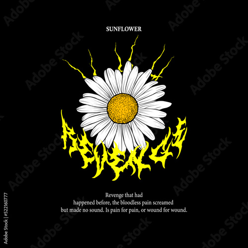 Metal sunflower vector streetwear design