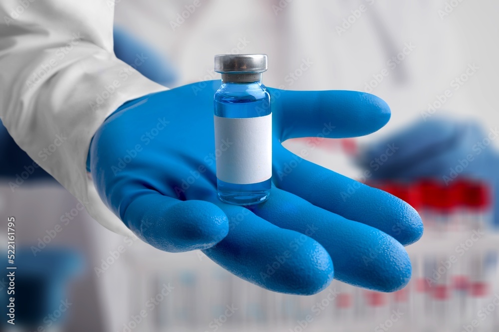 Bottle of vaccine vial to protect against monkeypox virus