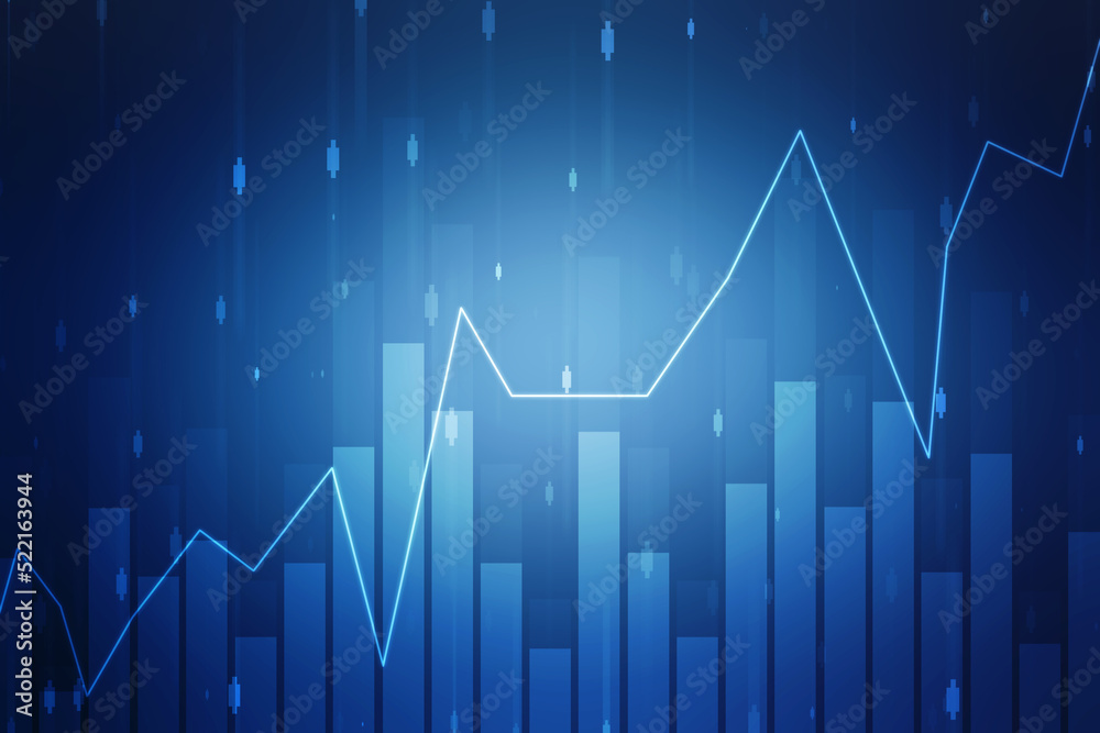 Business Growth graph on technology background, Futuristic raise arrow ...