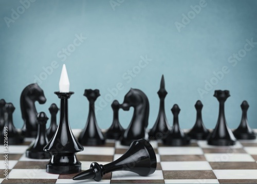 Chess.The concept of revolution, the fall of the dictatorial regime as a result of a coup, uprising, rebellion, coup d'etat photo