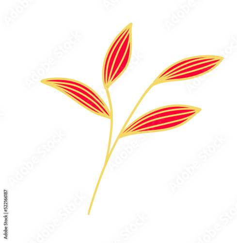 Gold Leaves Line Art