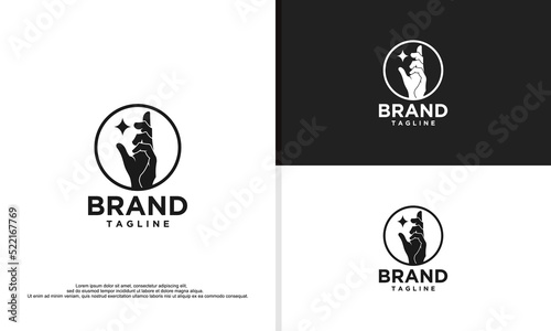logo illustration vector graphic of hand reach for star