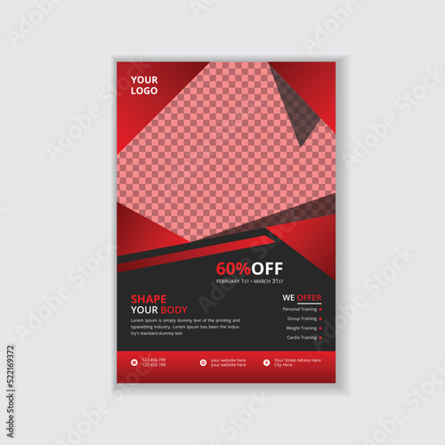 Gym fitness flyer and poster design template
