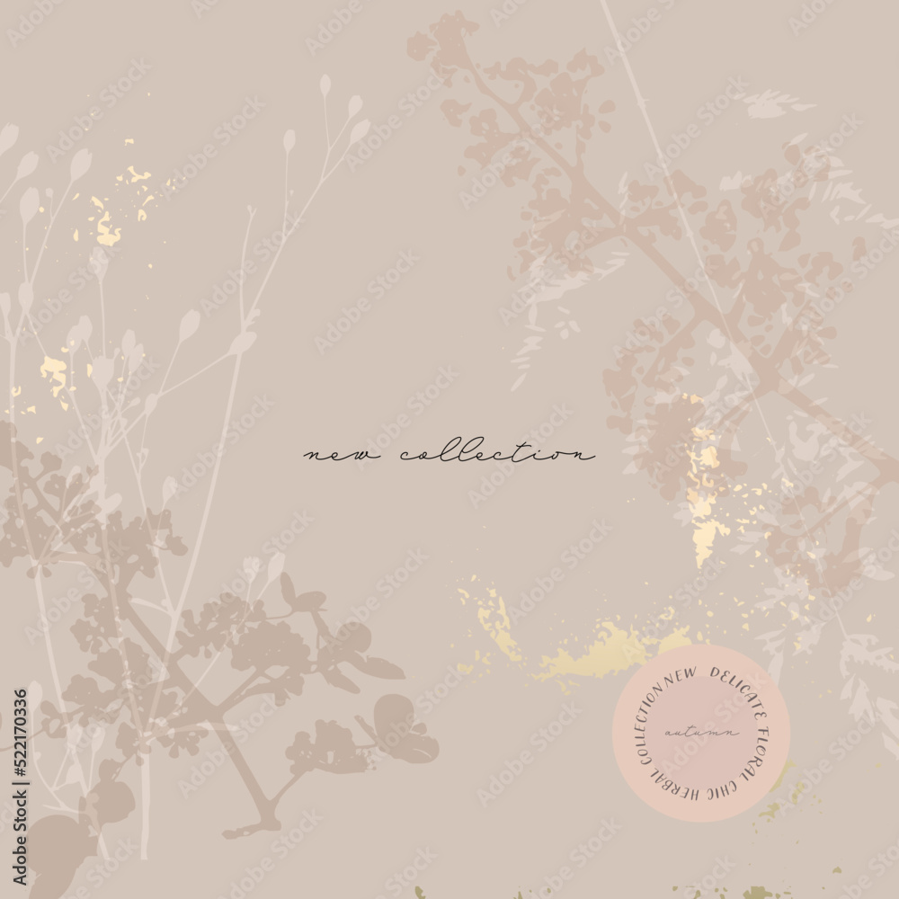 Obraz premium Floral rustic background with hand drawn doodle flowers and botanical elements