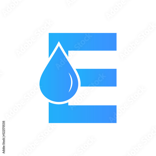 Letter E Water Logo Element Vector Template. Water Drop Logo Symbol
