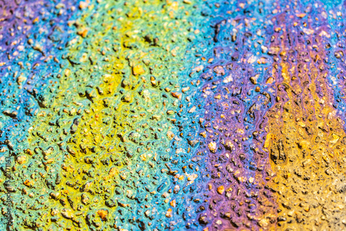 Diesel rainbow colors close up.