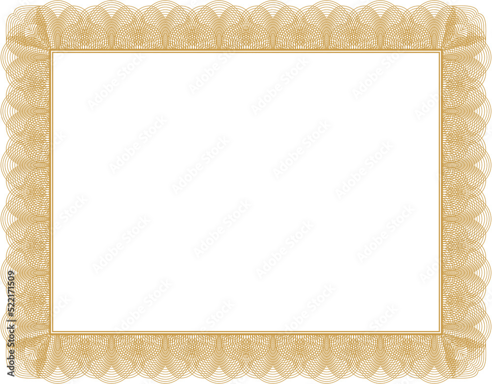 Gold Border frame blank certificate illustration design. Stock