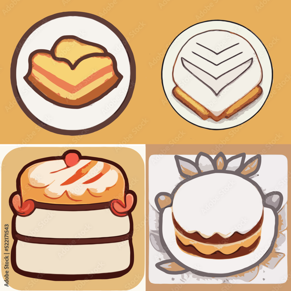 Cute chef cake food restaurant logo 2D hand drawn cartoon art vector 