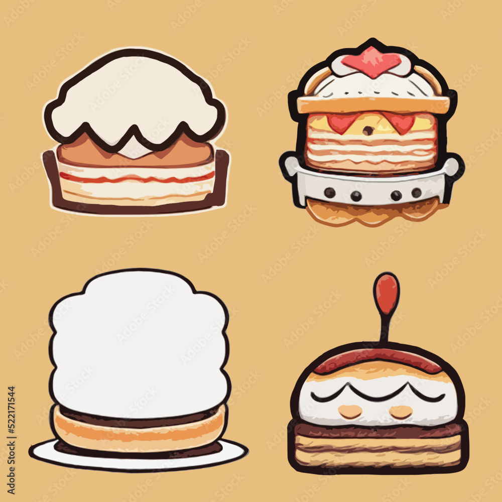 Cute chef cake food restaurant logo 2D hand drawn cartoon art vector 