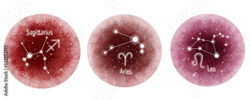 banner with fire zodiac signs