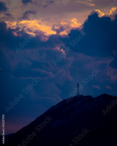 The Lone Tower on the Mountain in front of a evening storm. 